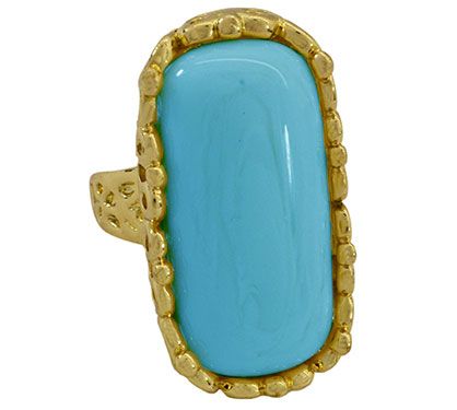 Anel Ovalado Dourado azul bebe tam19