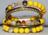 KIT PULSEIRAS BOLINHAS AMARELO dour c/ strass