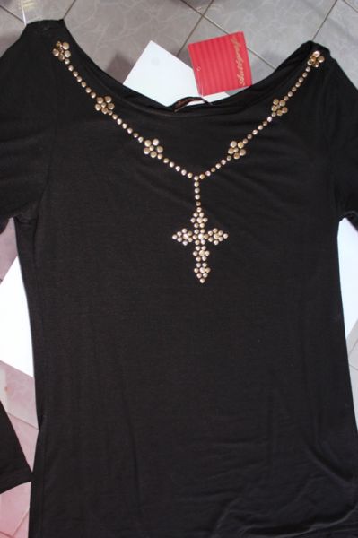 Blusa AUTÓGRAFO Terço preta GG