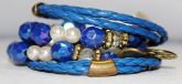 KIT PULSEIRAS AZUIS bolinhas e couro azul