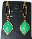 Brinco PEDRA VERDE retang dour