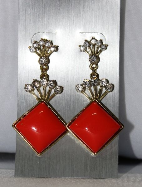 Brinco PEDRA LARANJA COM PONTOS DE STRASS dour
