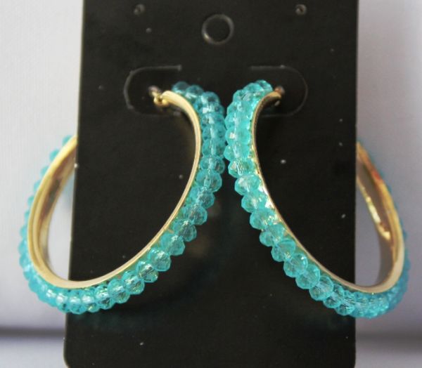 Brinco ARGOLA BOLINHAS AZUIS dour
