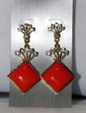 Brinco PEDRA LARANJA COM PONTOS DE STRASS dour