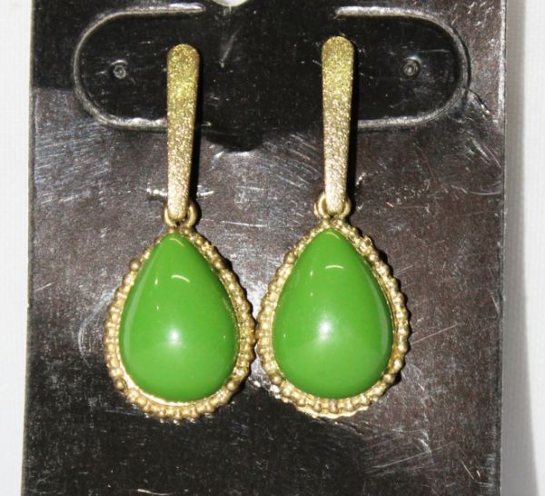 Brinco PINGO PEDRA VERDE dour