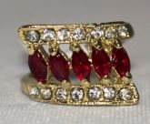 Anel LINHAS STRASS E VERMELHO tam 17