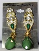 Brinco PEDRA GOTA VERDE dour