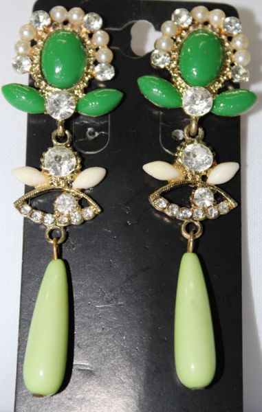 Brinco PEDRAS VERDES GOTA E PONTOS